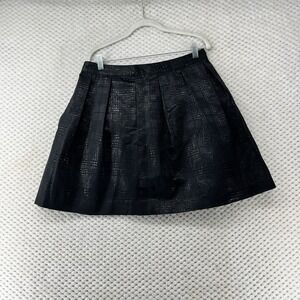 Tommy‎ Hilfiger Black Pleated Skirt Shiny Textured A-Line Party Cocktail Skirt